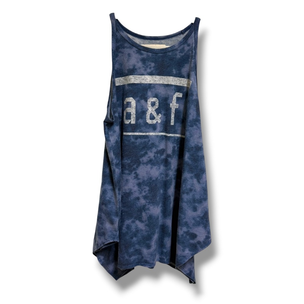 Abercrombie Kids Blue Tie Dye Logo Tank Top Girls L 14 Handkerchief‎ Hem Summer